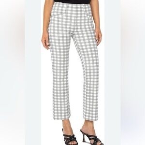 Liverpool Los Angeles Stella Pull-On Kick Flare Pant in Black/Ivory Plaid